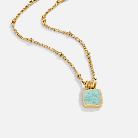 Turquoise Gilded Square Necklace – FIORENE
