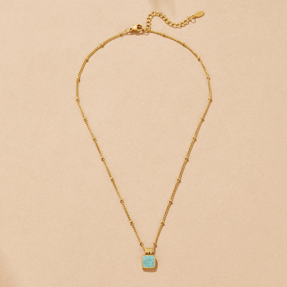 Turquoise Gilded Square Necklace – FIORENE