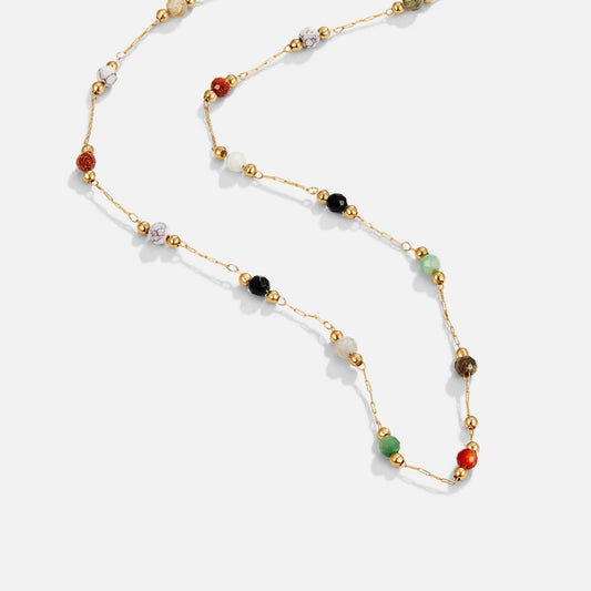 Golden Polished Bead & Crystal Necklace – FIORENE