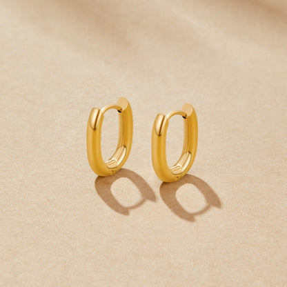 Golden Minimalist Geometric Pill Earrings – FIORENE