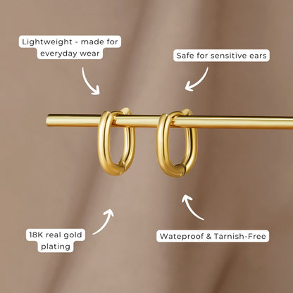 Golden Minimalist Geometric Pill Earrings – FIORENE