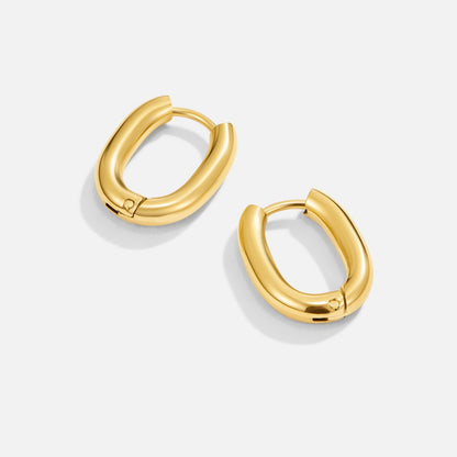 Golden Minimalist Geometric Pill Earrings – FIORENE