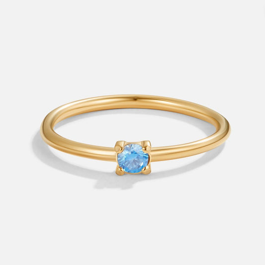 Blue Crystal Solitaire Ring – FIORENE