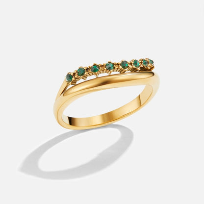 Gilded Polished & Emerald Crystal Ring – FIORENE