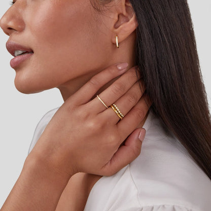 Luminous Golden Stacked Pavé Ring – FIORENE