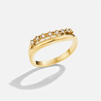 Luminous Golden Stacked Pavé Ring – FIORENE