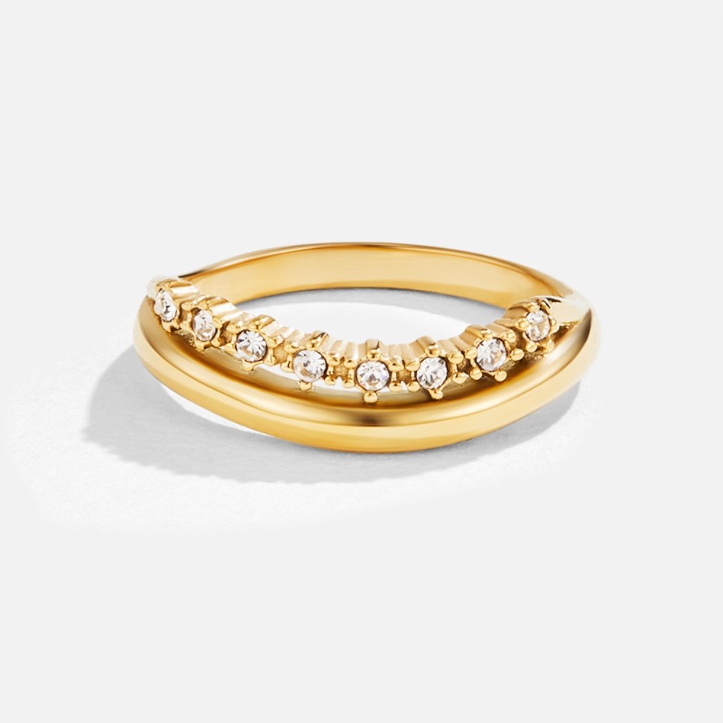 Luminous Golden Stacked Pavé Ring – FIORENE