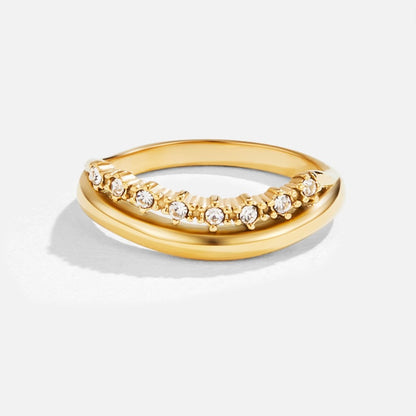 Luminous Golden Stacked Pavé Ring – FIORENE