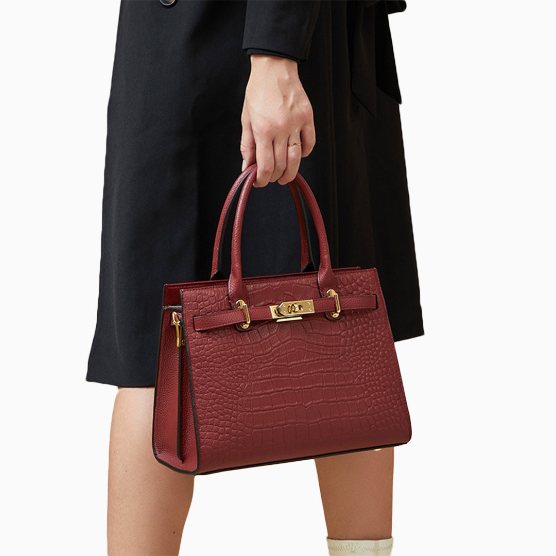 Bordeaux Croco Elegance Tote Bag – FIORENE