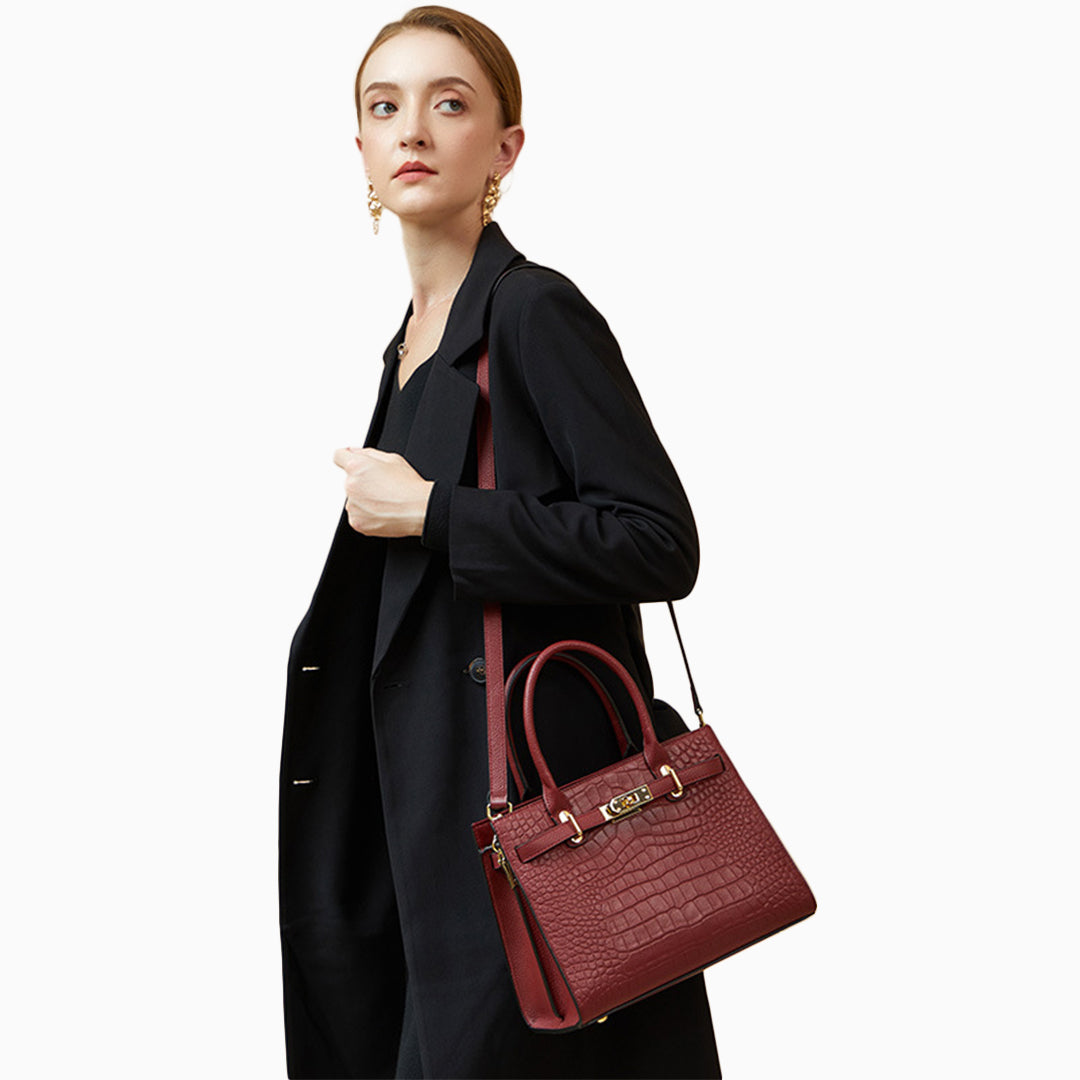 Bordeaux Croco Elegance Tote Bag – FIORENE