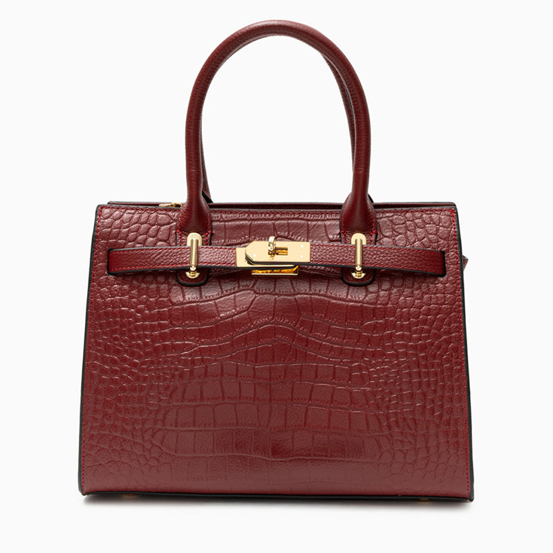 Noir Croco Lock Handbag – FIORENE