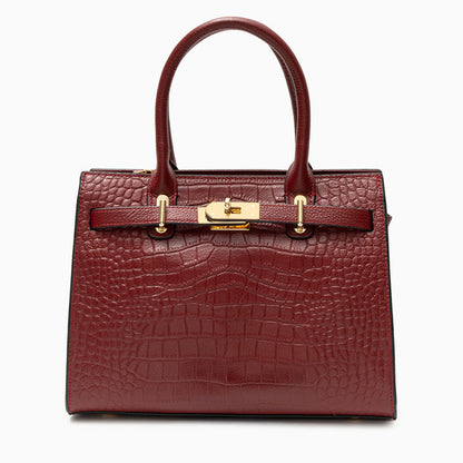 Noir Croco Lock Handbag – FIORENE