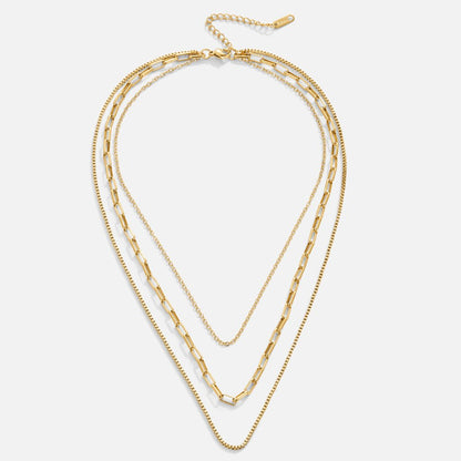 Gilded Triple-Layered Link Necklace – FIORENE