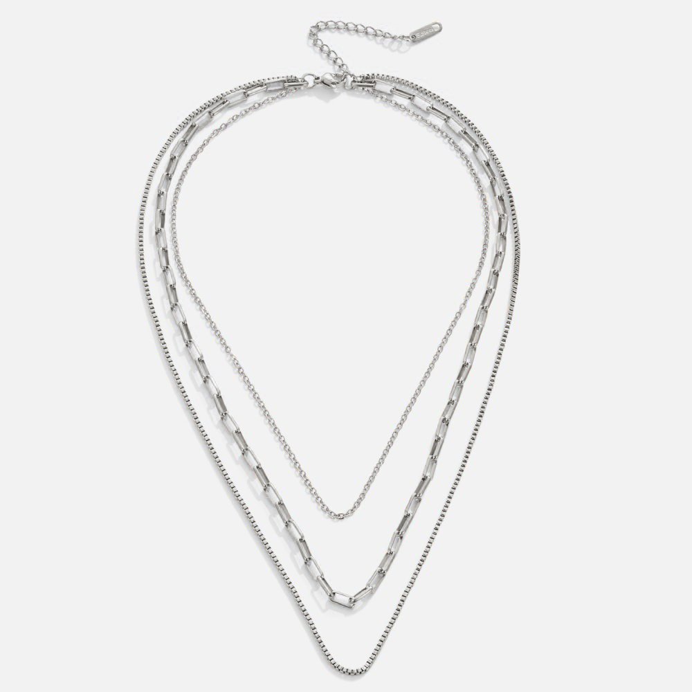 Luminous Multi-Link Silver Necklace – FIORENE