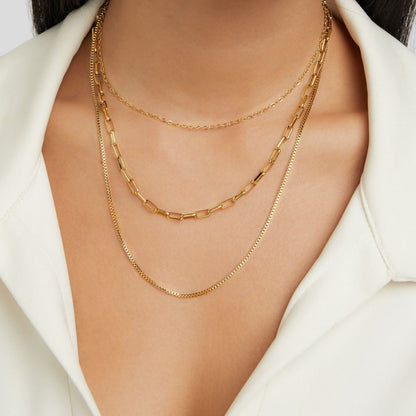 Gilded Triple-Layered Link Necklace – FIORENE