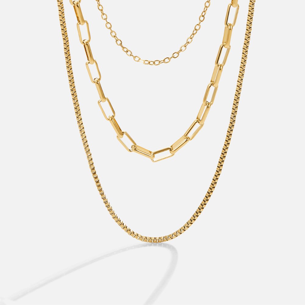 Gilded Triple-Layered Link Necklace – FIORENE