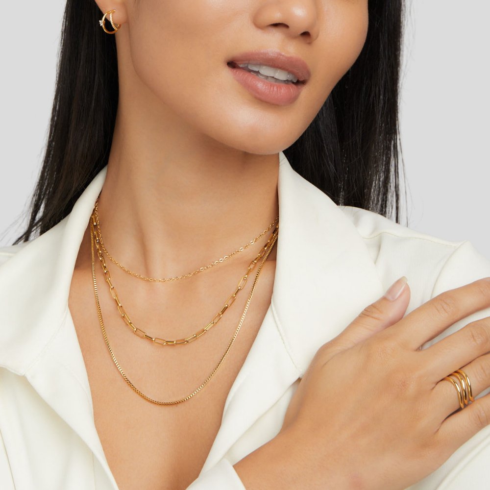 Gilded Triple-Layered Link Necklace – FIORENE