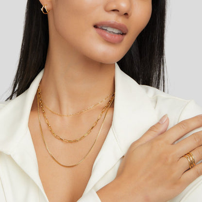 Gilded Triple-Layered Link Necklace – FIORENE