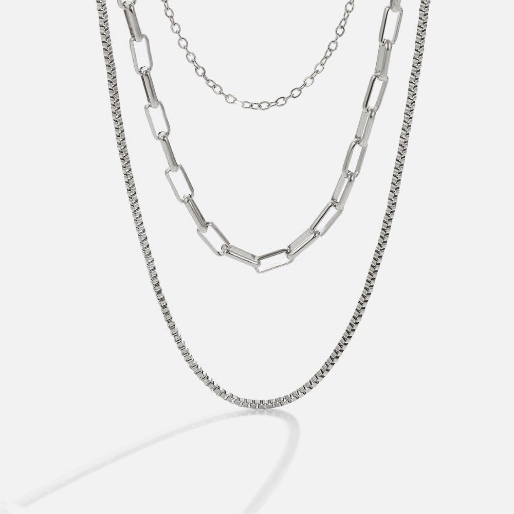 Luminous Multi-Link Silver Necklace – FIORENE