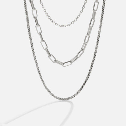 Luminous Multi-Link Silver Necklace – FIORENE