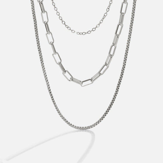 Luminous Multi-Link Silver Necklace – FIORENE