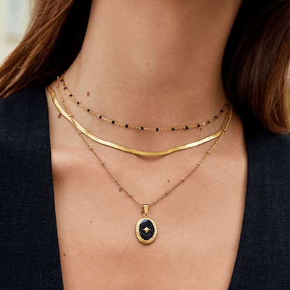 Golden Midnight Station Necklace – FIORENE