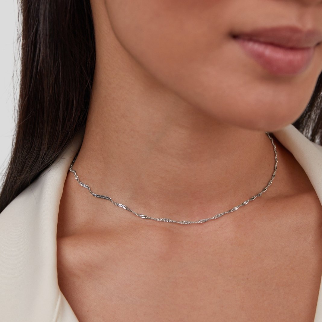 Luminous SilverSinuous Link Necklace – FIORENE