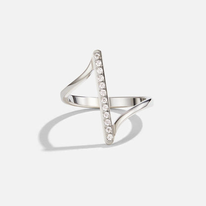 Silver Crystal Bar Statement Ring – FIORENE