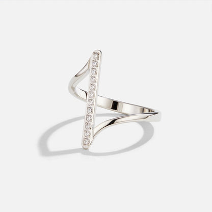 Silver Crystal Bar Statement Ring – FIORENE