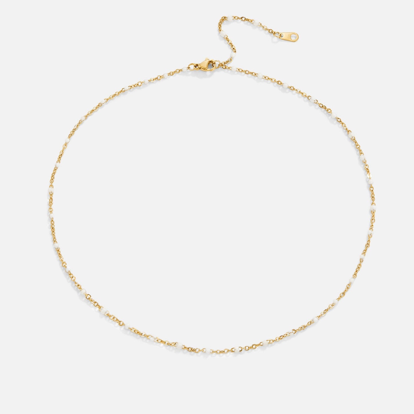 Gilded White Enamel Dot Necklace – FIORENE