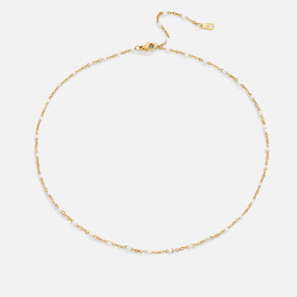 Gilded White Enamel Dot Necklace – FIORENE