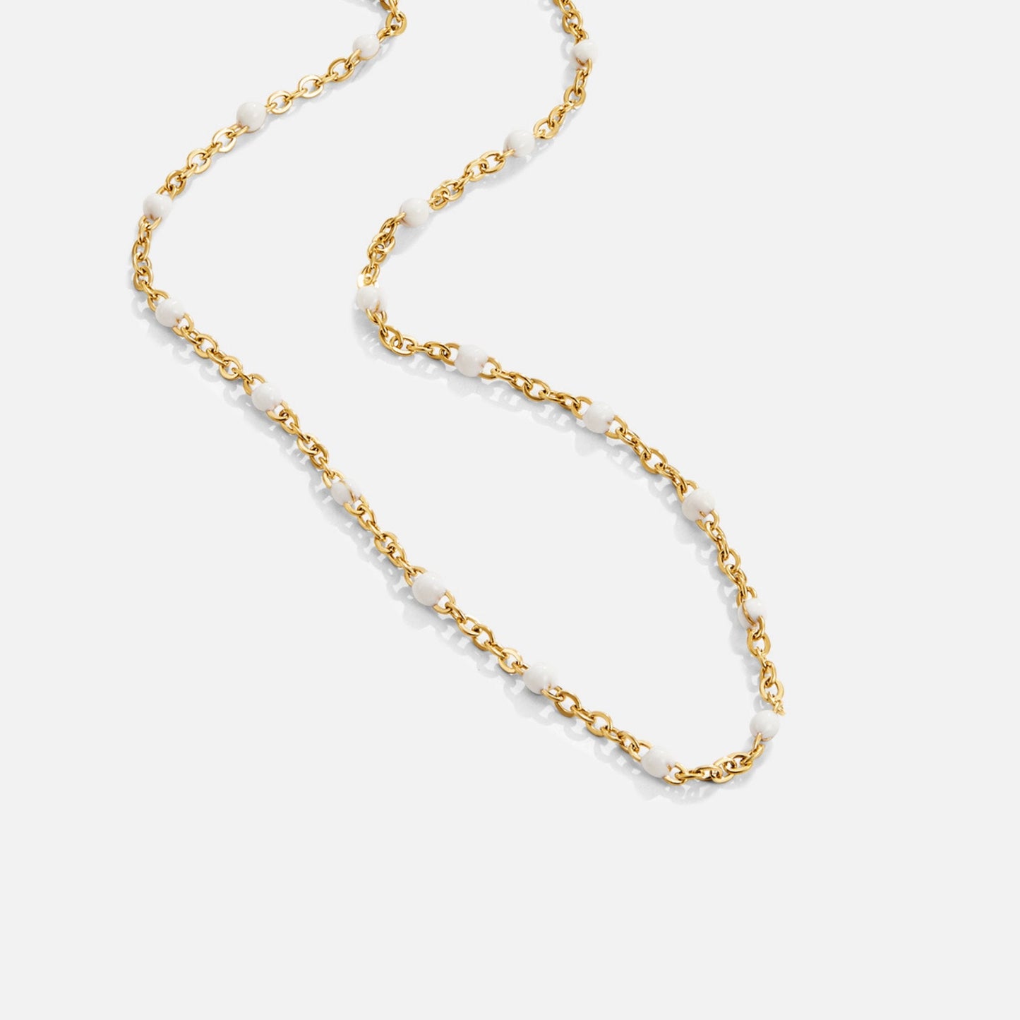 Gilded White Enamel Dot Necklace – FIORENE