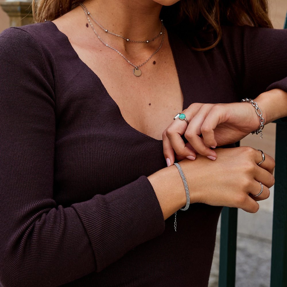 Silver Triple Bead Mesh Bracelet – FIORENE