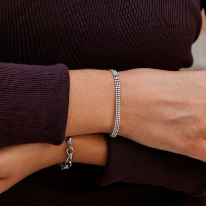Silver Triple Bead Mesh Bracelet – FIORENE