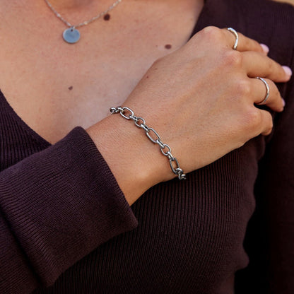 Silver Textural Link Bracelet – FIORENE