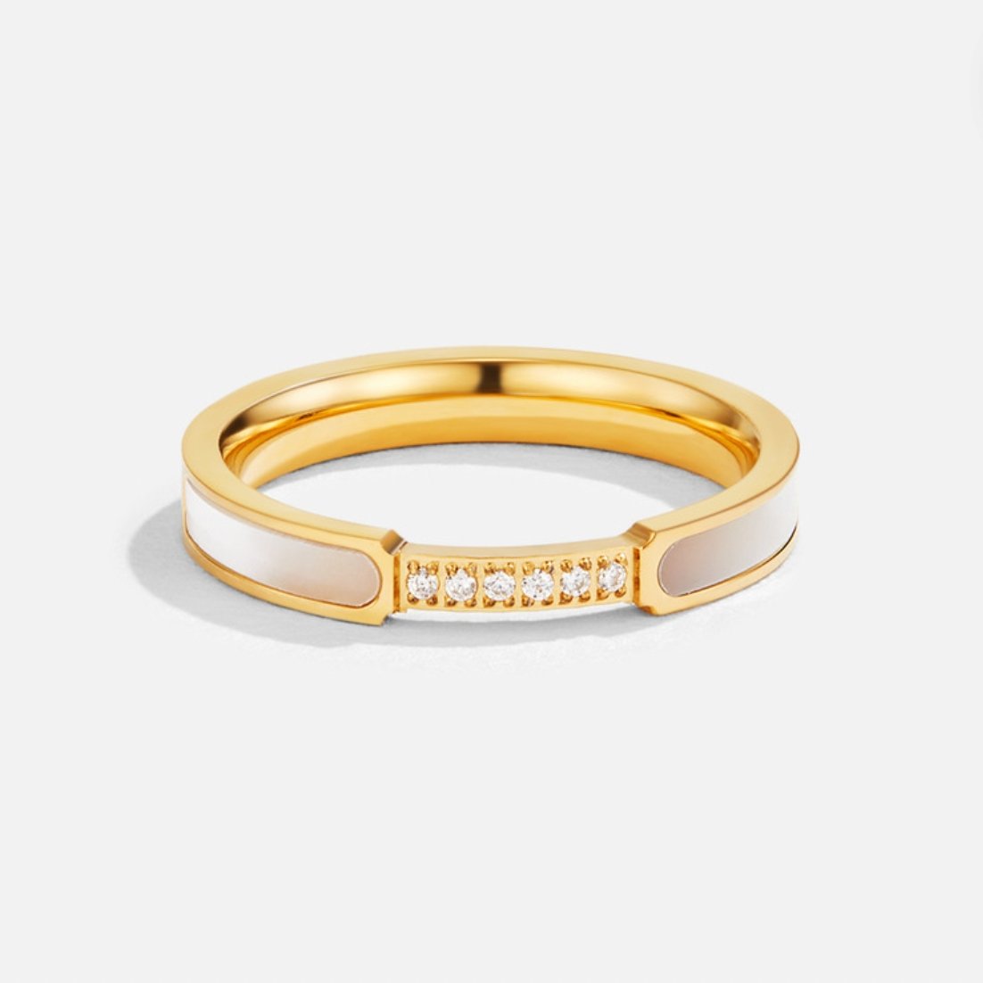 Luminous Golden Lustrous Inlay Eternity Ring – FIORENE