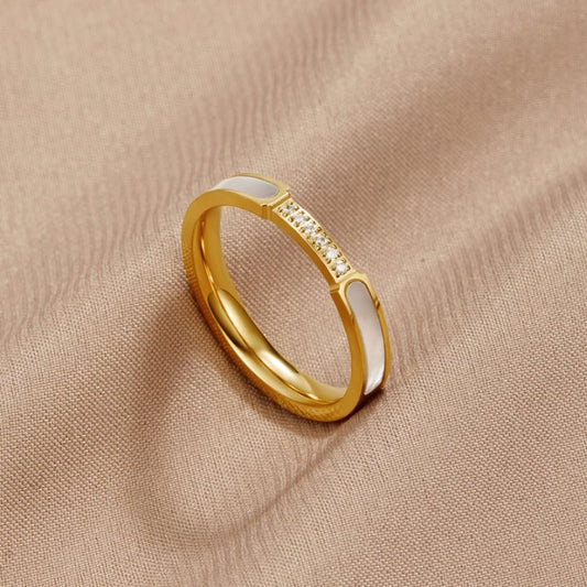 Luminous Golden Lustrous Inlay Eternity Ring – FIORENE
