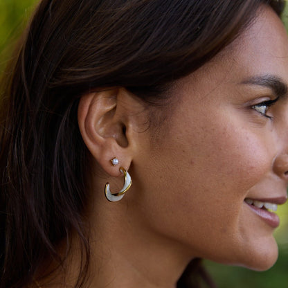 Ivory Enamel Hoop Earrings – FIORENE