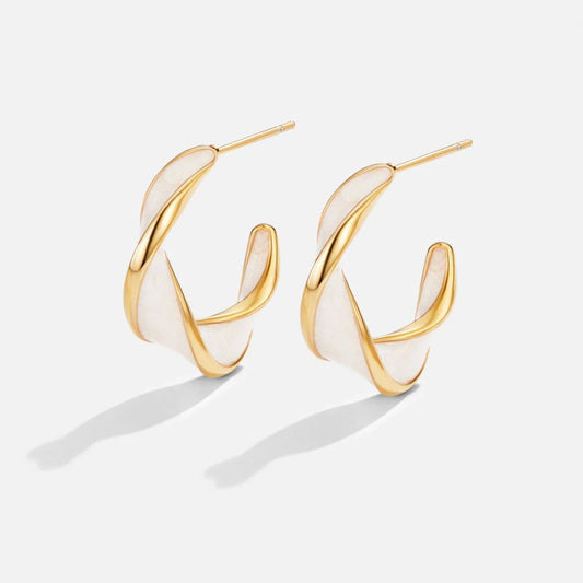 Ivory Enamel Hoop Earrings – FIORENE
