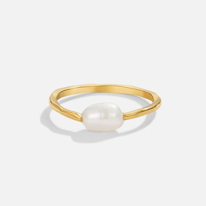Golden Nacre Solitaire Ring – FIORENE
