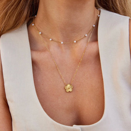 Gilded Pearl Station Necklace – FIORENE