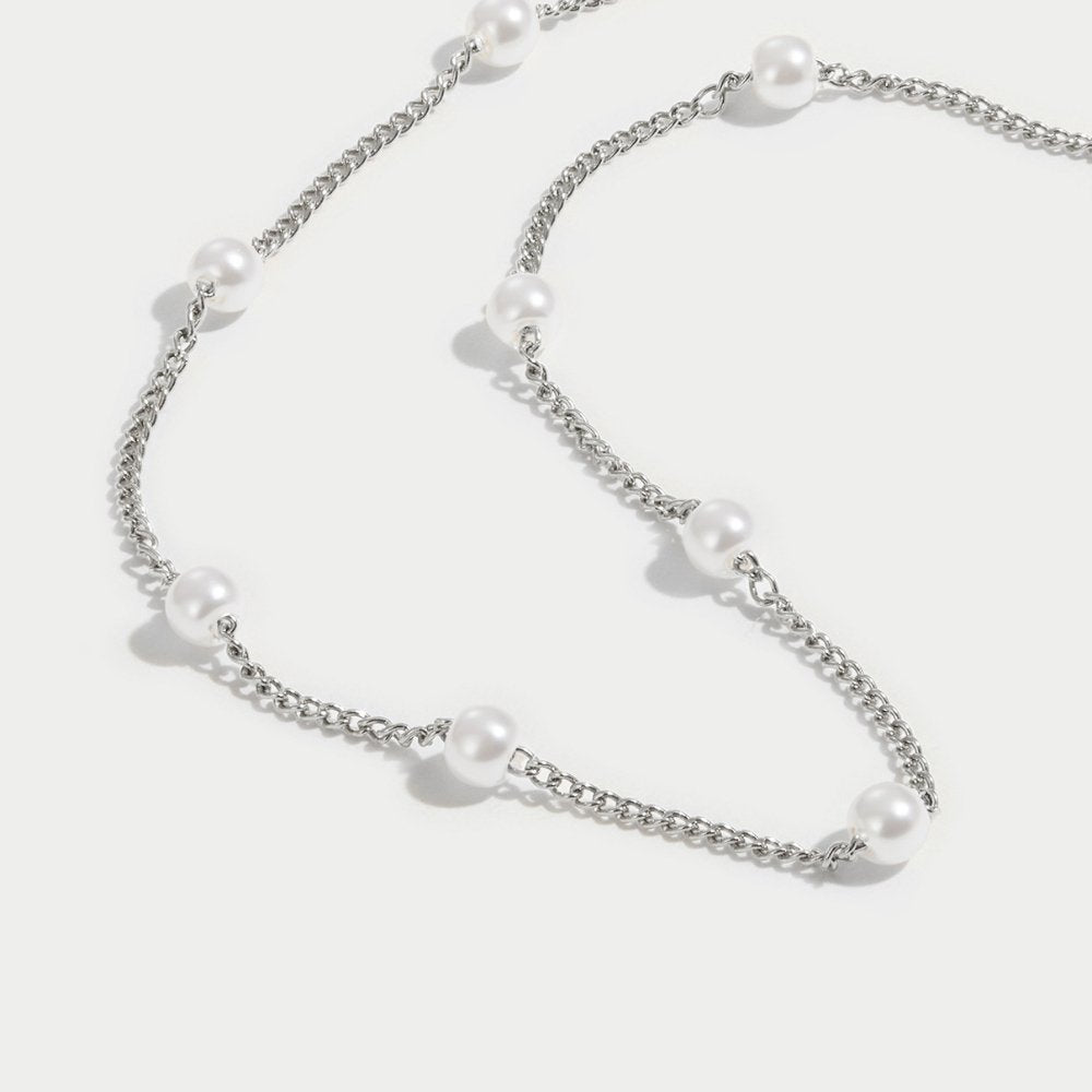 Silver Minimalist Nacre Necklace – FIORENE