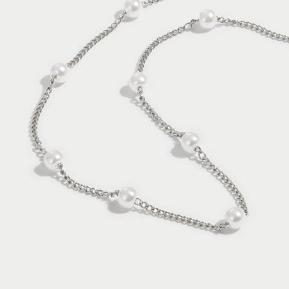 Silver Minimalist Nacre Necklace – FIORENE