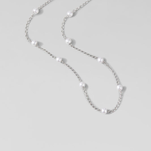 Silver Minimalist Nacre Necklace – FIORENE