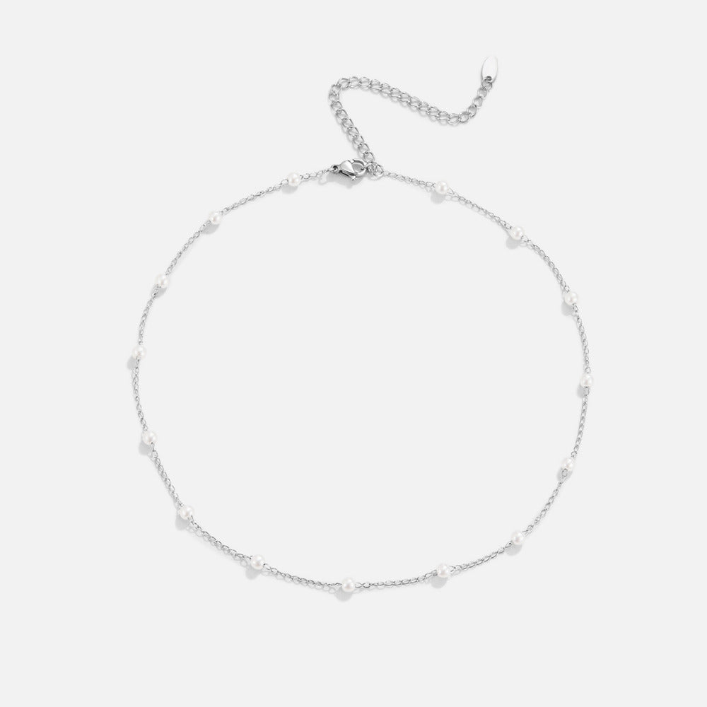 Silver Minimalist Nacre Necklace – FIORENE