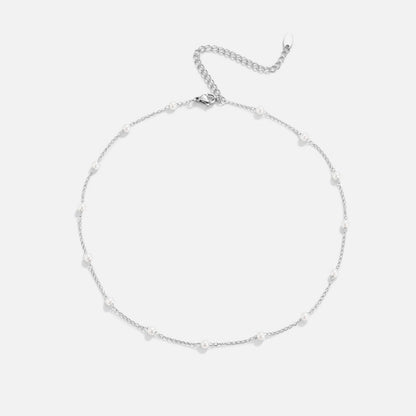 Silver Minimalist Nacre Necklace – FIORENE