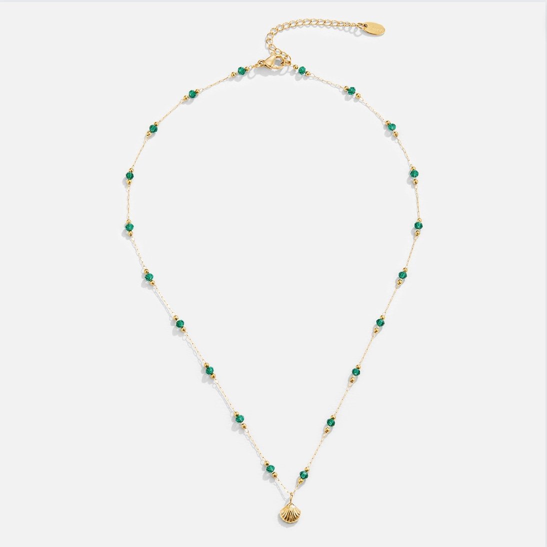 Emerald-Beaded Shell Necklace – FIORENE