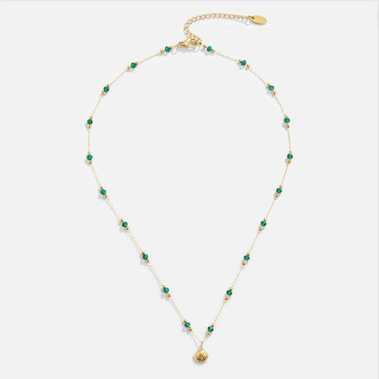 Emerald-Beaded Shell Necklace – FIORENE
