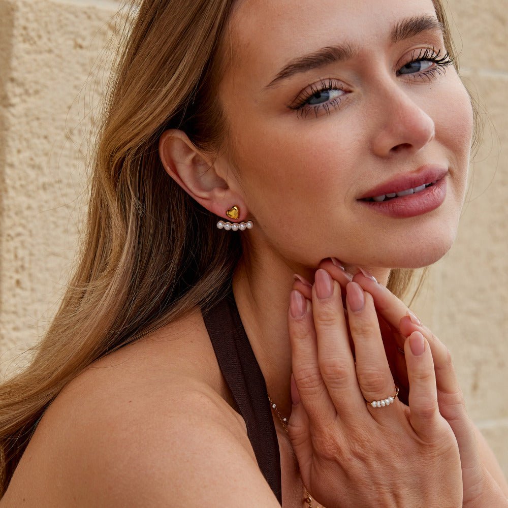 Heart & Pearl Ear Jackets – FIORENE