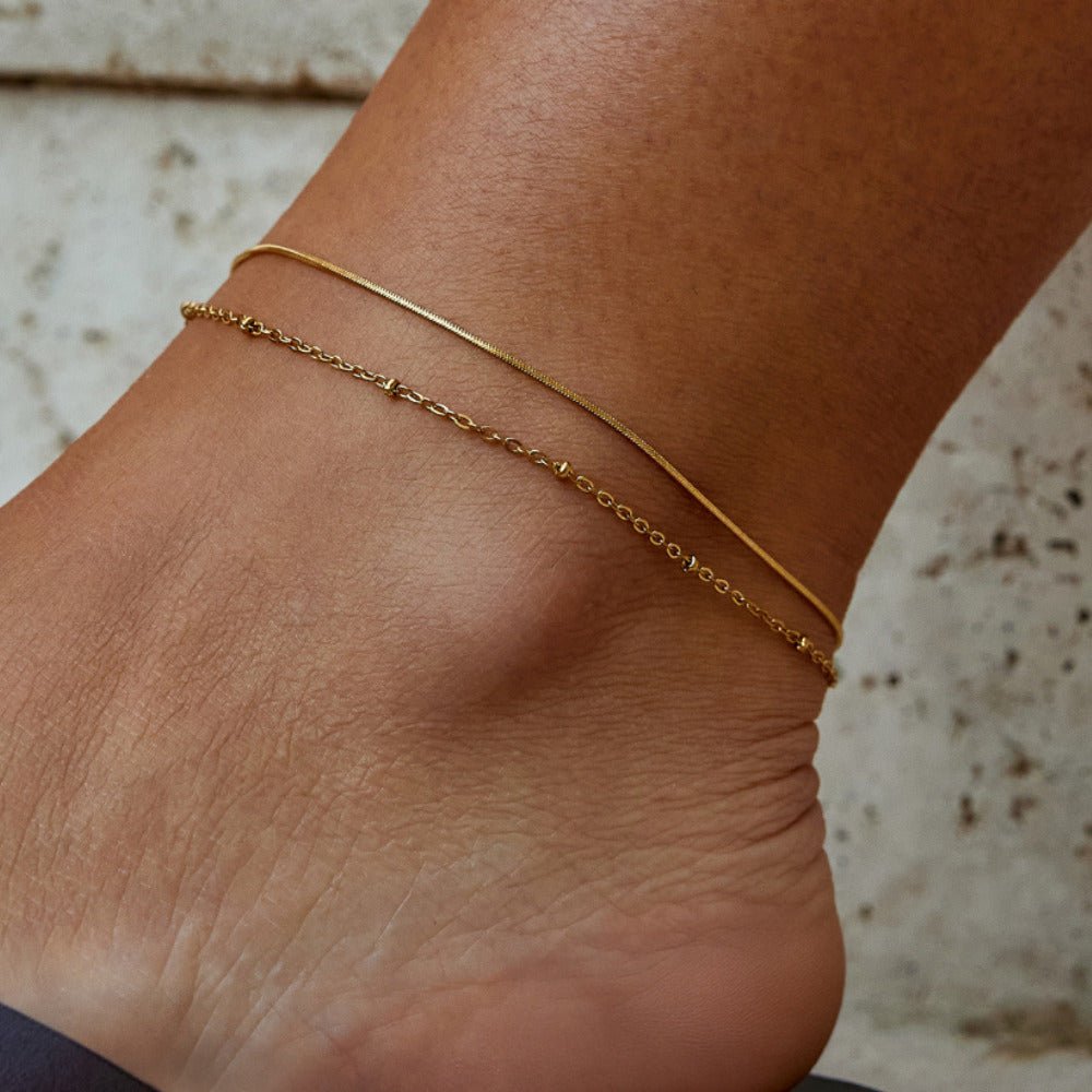 Beaded Duo Anklet – FIORENE